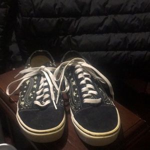 Black and green glow in the dark vans